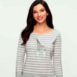 EUC Talbots 3/4 Sleeve Giraffe Sequins Supima Cotton Top Size 1XP 1X Petite
